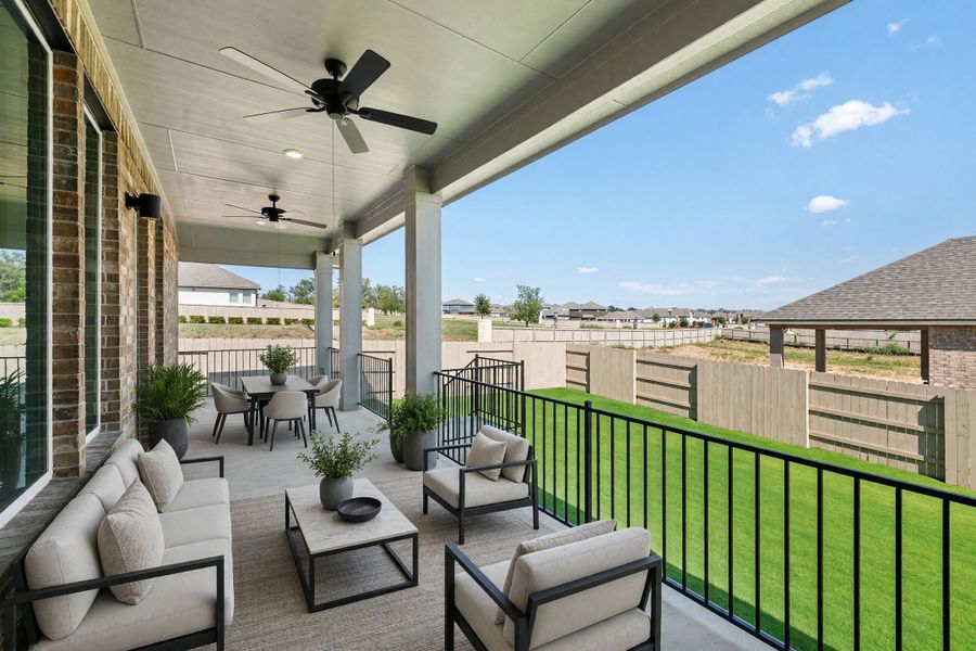 Exterior details and patio area of a home in The Colony, Bastrop (Image 3).