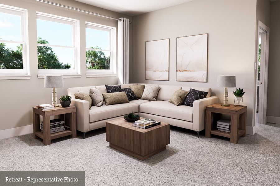 Furnished interior view inside a new home in Easthaven at Bridgeland Central - Vision Collection, Cypress (Image 5).