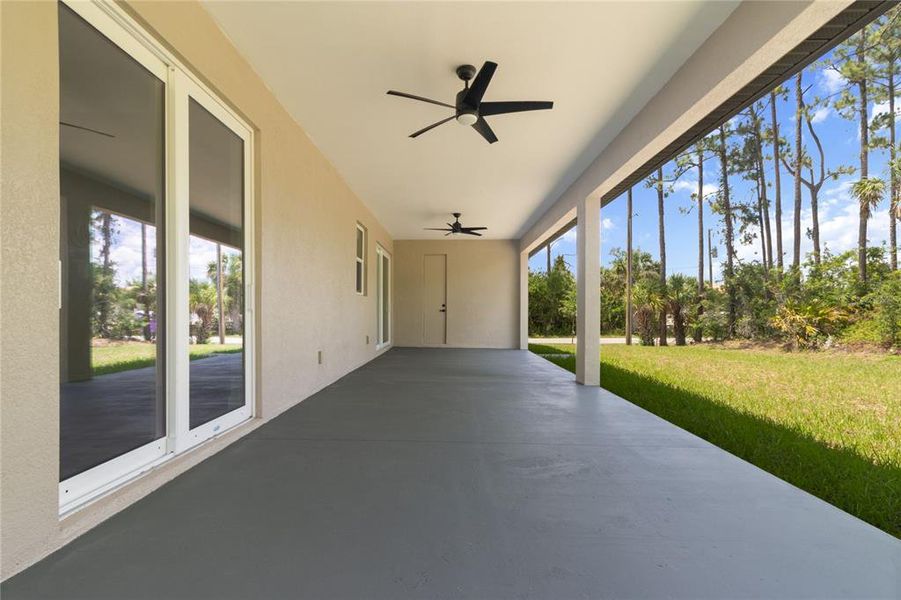 Oversided Lanai- Door from Master room slider comes out to lanai, Kitchen slider does, and also 3rd bathroom has a door to lanai.