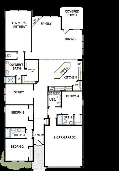 2D floor plan layout of this home in Sandbrock Ranch, Aubrey, TX (Image 4).