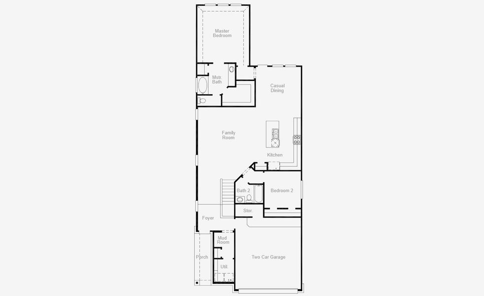 2D floor plan layout for the Bloomburg by Coventry Homes in Escondido 45', Magnolia, TX (Image 3).