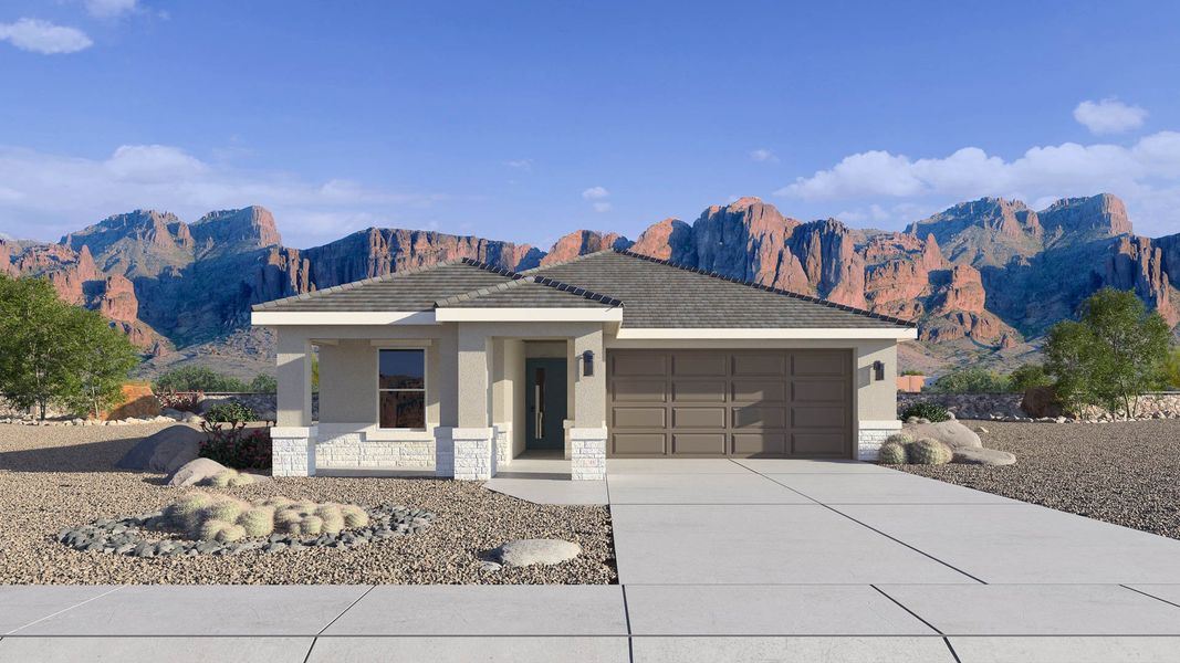 Representative exterior photo of a completed home built from the Plan by D.R. Horton in The Ridge at Stone Butte, Phoenix, AZ (Image 2).