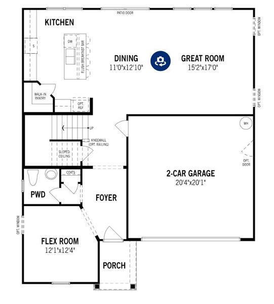 2D floor plan layout for the Shenandoah by Mattamy Homes in Clarabella, Fuquay Varina, NC (Image 5).