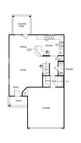 2D floor plan layout of this home in Retreat at San Gabriel, Georgetown, TX (Image 3).