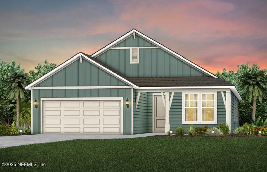Front exterior of a new home in Hyland Trail, Green Cove Springs, FL, highlighting curb appeal (Image 1). Front exterior of a new home in Hyland Trail, Green Cove Springs, FL, highlighting curb appeal (Image 1).