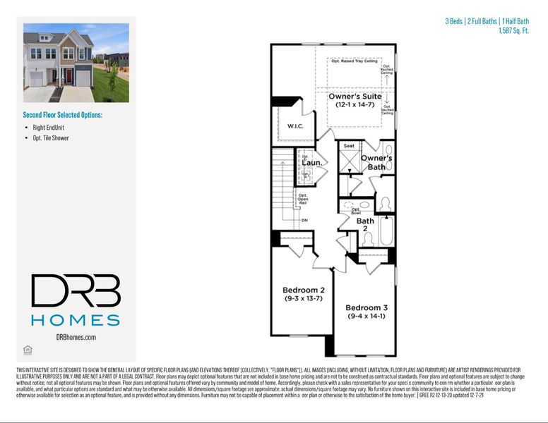 2D floor plan layout of this home in Barton Hollow Townhomes, Fountain Inn, SC (Image 6).