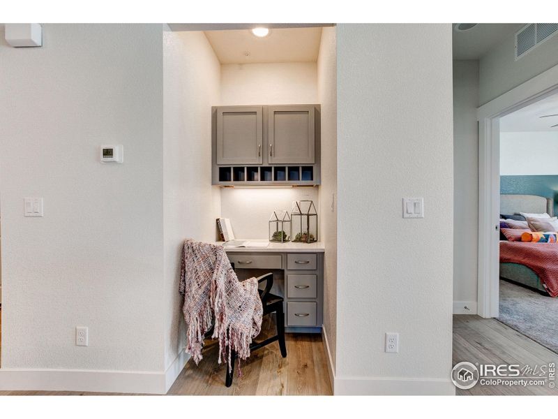 Built-in drop zone and desk off the kitchen