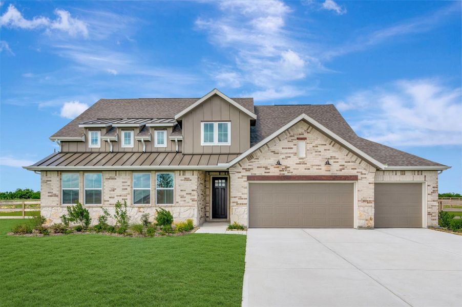 Front exterior of a new home in Lakeview, Waller, TX, highlighting curb appeal (Image 24). Front exterior of a new home in Lakeview, Waller, TX, highlighting curb appeal (Image 24).