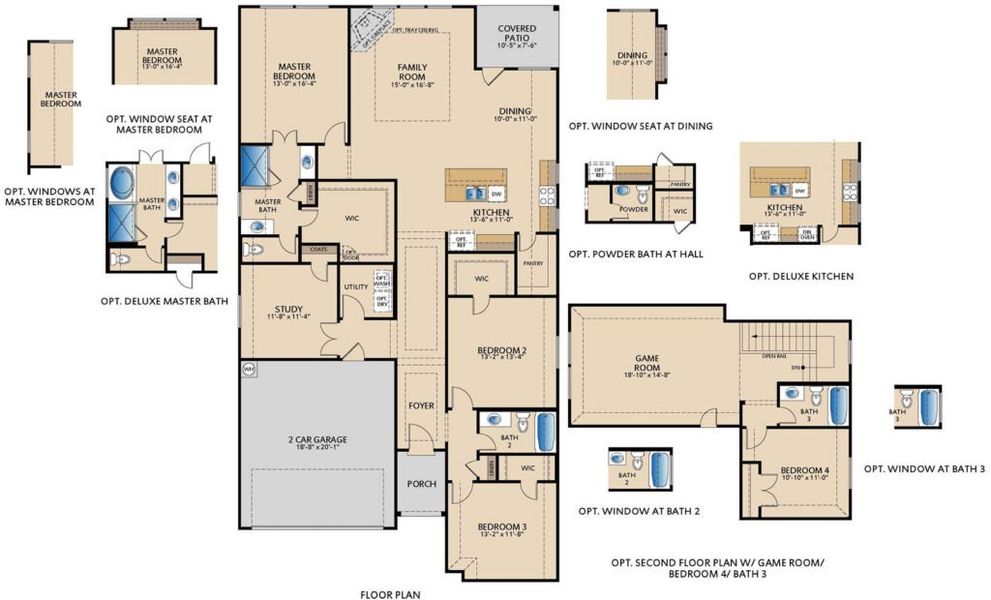 2D floor plan layout for the Frisco by Pacesetter Homes in Keeneland, Aubrey, TX (Image 4).