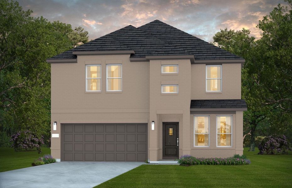 Representative exterior photo of a completed home built from the Hamilton by Pulte Homes in Montgomery Bend, Montgomery, TX (Image 12).