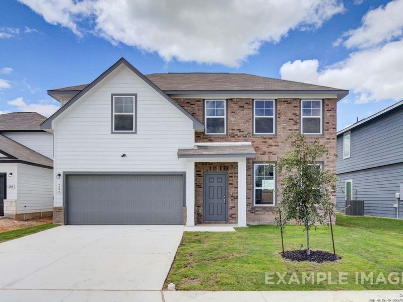 Front exterior of a new home in Bricewood, San Antonio, TX, highlighting curb appeal (Image 2).