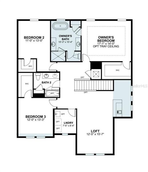 2D floor plan layout of this home in Lake Star at Ovation, Winter Garden, FL (Image 3).
