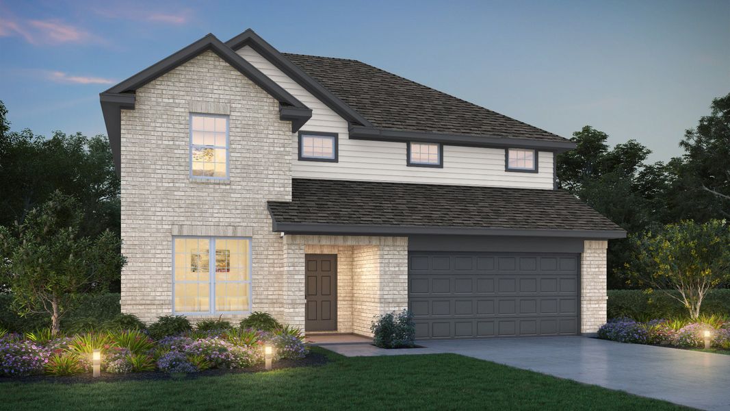 Representative exterior photo of a completed home built from the The Hawthorn by Legend Homes in Rocky Creek Crossing, Crowley, TX (Image 1).