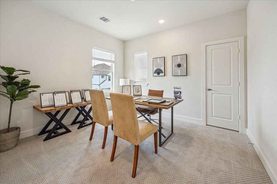 Representative photo showing one of the community’s model home secondary bedroom. Layout and selections may vary.