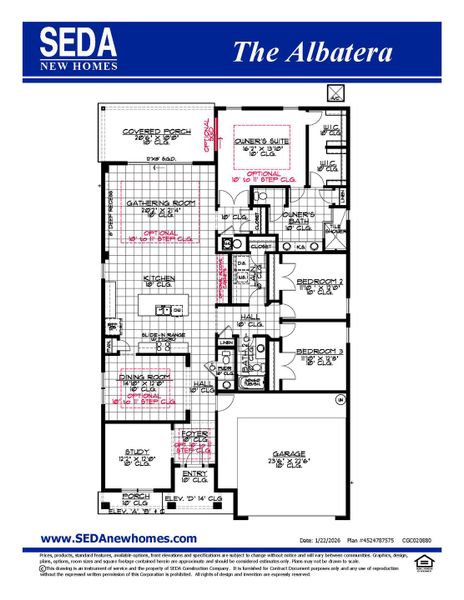 2D floor plan layout for the Albatera by SEDA New Homes in Sandy Ridge, Yulee, FL (Image 3). 2D floor plan layout for the Albatera by SEDA New Homes in Sandy Ridge, Yulee, FL (Image 3).