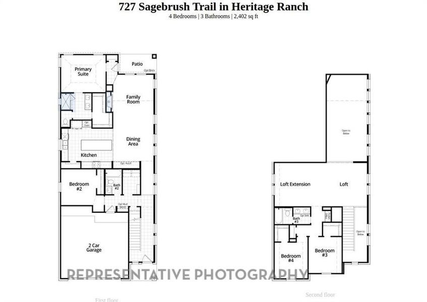 2D floor plan layout of this home in Heritage Ranch, Sherman, TX (Image 2).