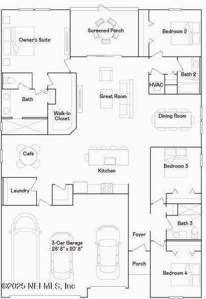 2D floor plan layout of this home in Edenbrooke at Hyland Trail | 55+: Edenbrooke at Hyland Trail 60s, Green Cove Springs, FL (Image 4).