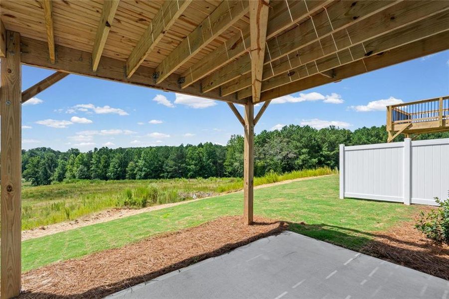 Exterior details and patio area of a home in Villas at Gold Creek, Dawsonville (Image 3).