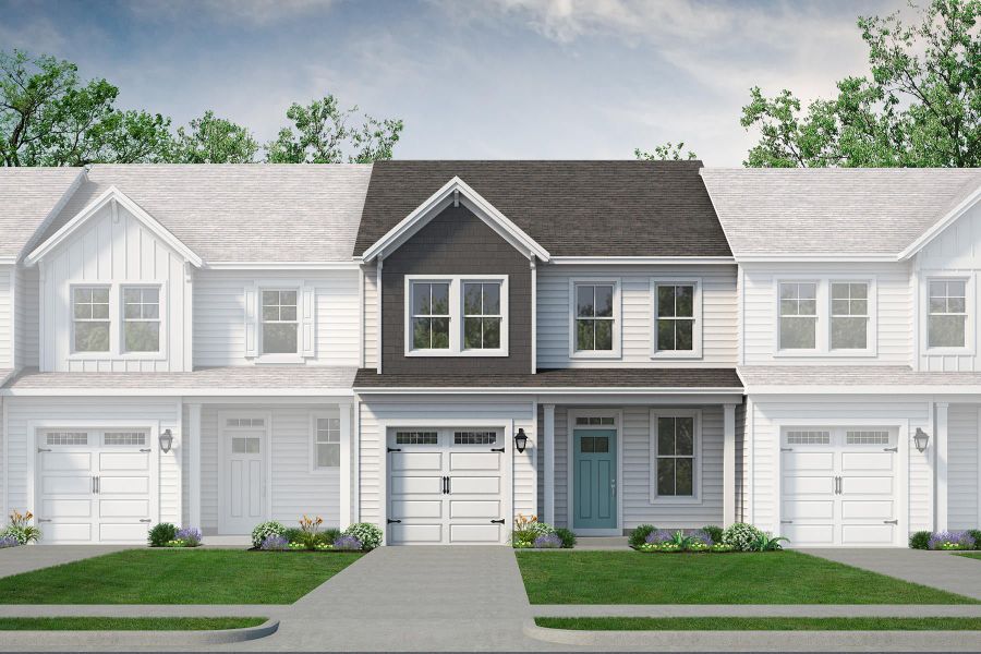 Representative exterior photo of a completed home built from the The Dahlia by Chesapeake Homes in Riverwalk Pointe at Mallory Creek - Townhomes, Winnabow, NC (Image 2). Representative exterior photo of a completed home built from the The Dahlia by Chesapeake Homes in Riverwalk Pointe at Mallory Creek - Townhomes, Winnabow, NC (Image 2).