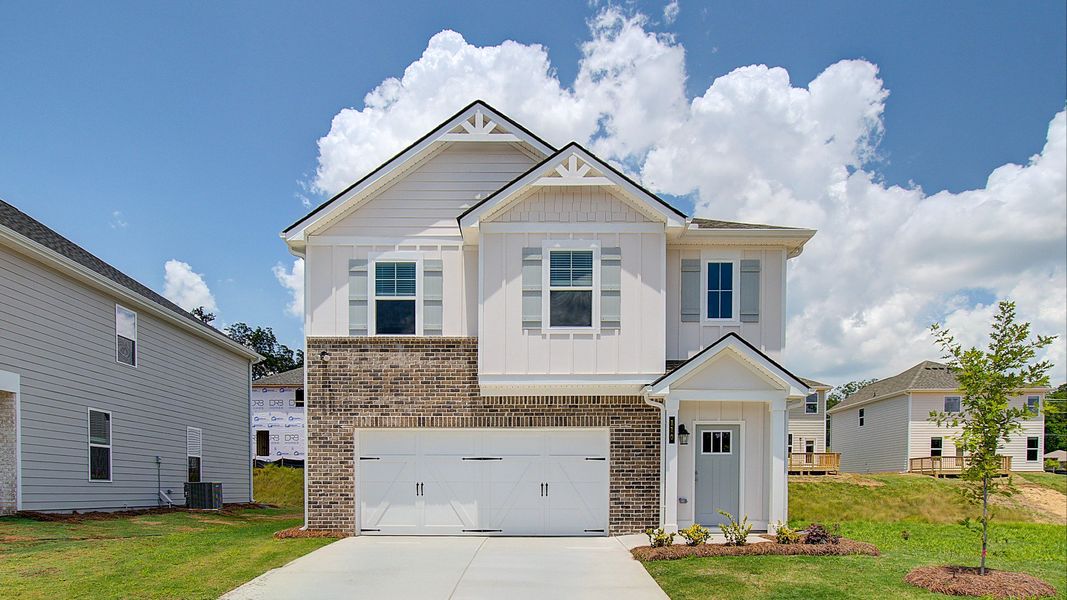 Representative exterior photo of a completed home built from the Layla II by DRB Homes in Enclave at Evergreen, Fairburn, GA (Image 22).