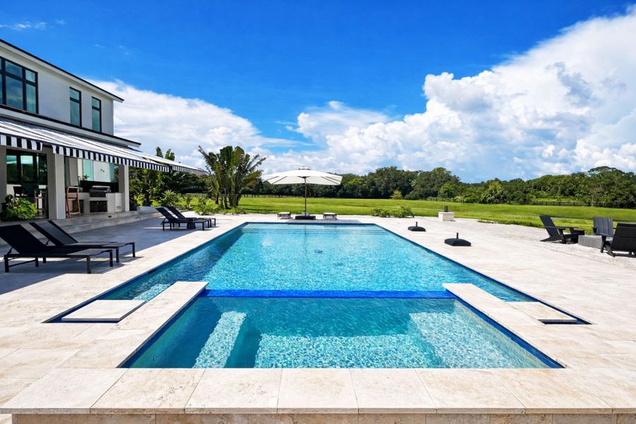 Rural morning glow with ponds