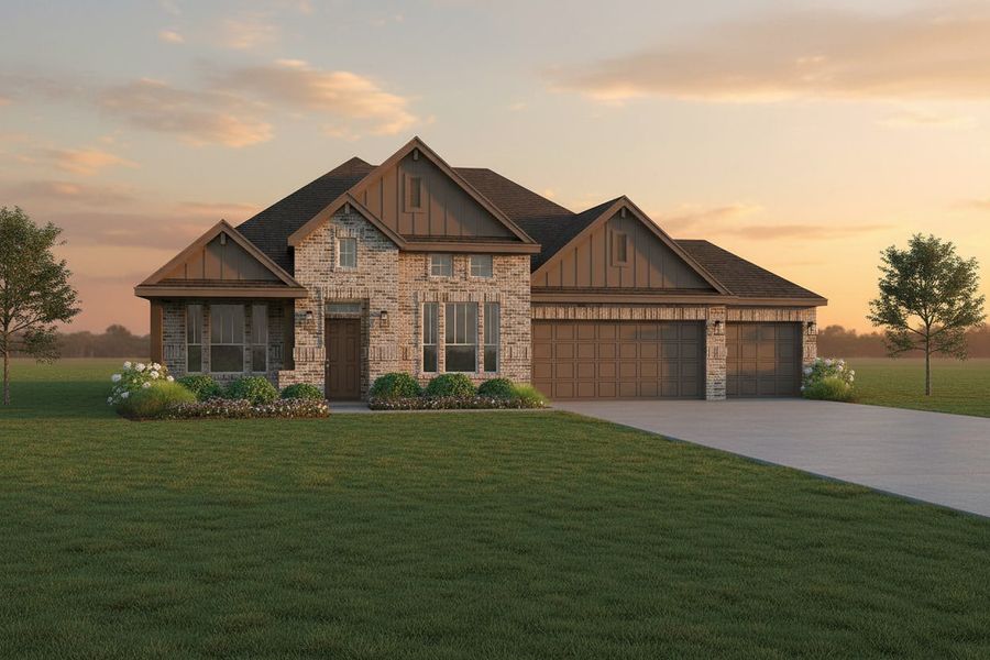 Front exterior of a new home in Stone Eagle, Azle, TX, highlighting curb appeal (Image 1). Front exterior of a new home in Stone Eagle, Azle, TX, highlighting curb appeal (Image 1).