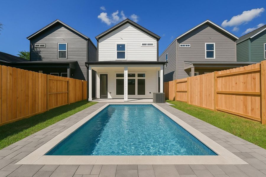 You can easily fit a pool within the back yard! Rendering of pool