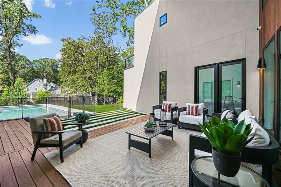 Exterior details and patio area of a home in , Atlanta (Image 40).
