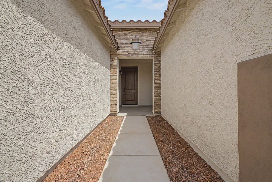 Exterior details and patio area of a home in Forté at Granite Vista, Waddell (Image 29).