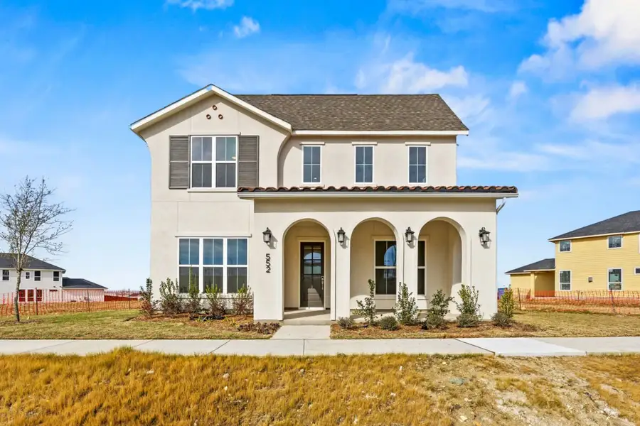 Representative exterior photo of a completed home built from the Thompson by Olivia Clarke Homes in Uptown Celina, Celina, TX (Image 1). Representative exterior photo of a completed home built from the Thompson by Olivia Clarke Homes in Uptown Celina, Celina, TX (Image 1).