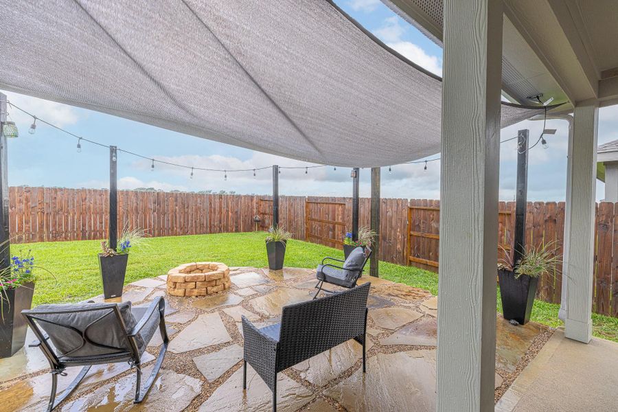 Exterior details and patio area of a home in River Ranch Meadows, Dayton (Image 23). Exterior details and patio area of a home in River Ranch Meadows, Dayton (Image 23).