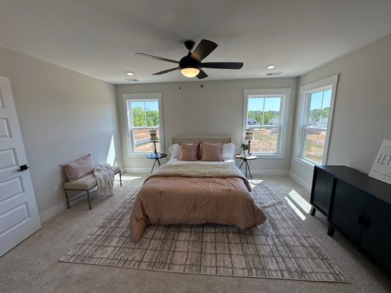 Bright and airy, this bedroom provides a tranquil