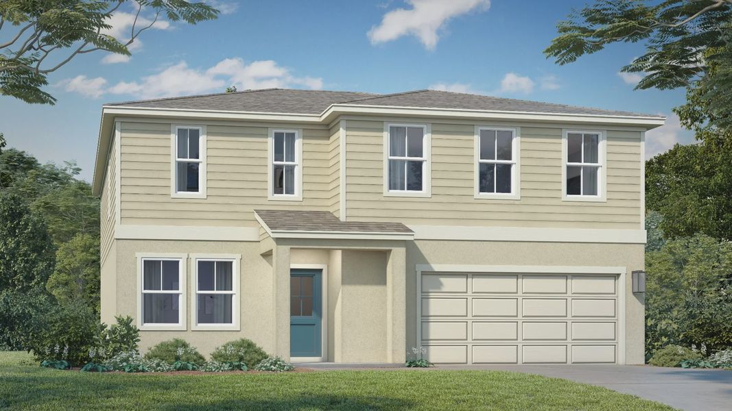 Representative exterior photo of a completed home built from the Highbourne by DRB Homes in Hamilton Bluff, Haines City, FL (Image 22). Representative exterior photo of a completed home built from the Highbourne by DRB Homes in Hamilton Bluff, Haines City, FL (Image 22).