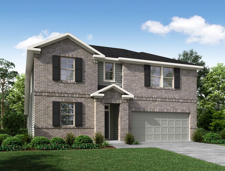 Representative exterior photo of a completed home built from the Rainier by Beazer Homes in Laurel Landing: Landmark Collection, Alvin, TX (Image 2).