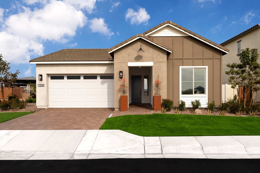 Representative exterior photo of a completed home built from the Rosemary Plan 40-2 by Tri Pointe Homes in Waterston Central, Gilbert, AZ (Image 20).