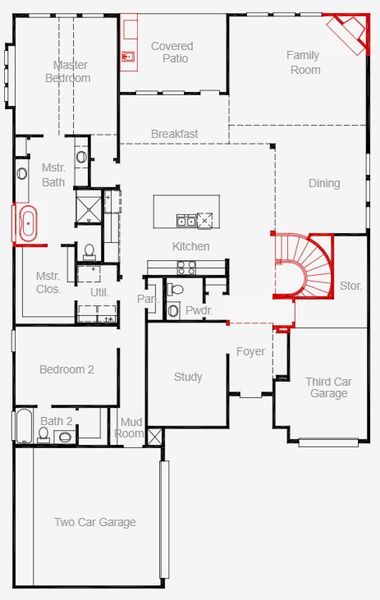 2D floor plan layout of this home in Myrtle Creek, Waxahachie, TX (Image 5).