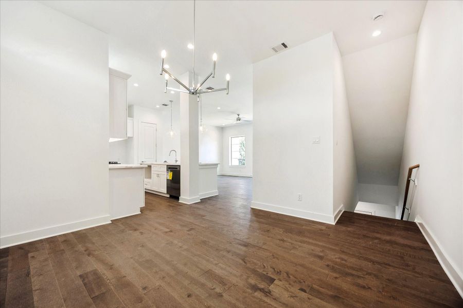 Dining Room * Designer Chandelier * REAL Hardwood Floors. Dining Room * Designer Chandelier * REAL Hardwood Floors.