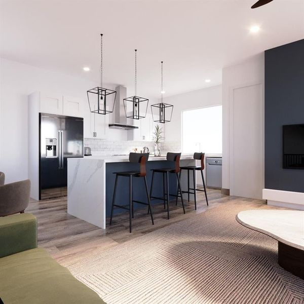 Vitrually Staged Kitchen: from Living Room.