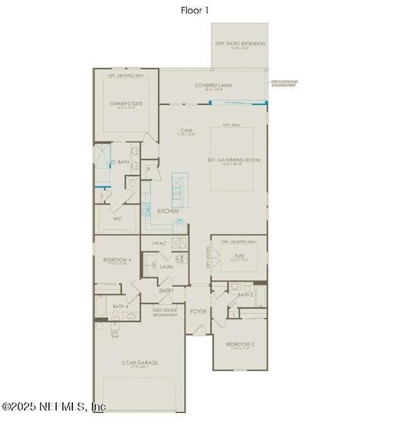2D floor plan layout of this home in Hawthorn Park at Wildlight, Yulee, FL (Image 3).