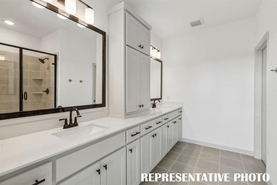 No shortage of space or style in this wonderful owner's bath!  REPRESENTATIVE PHOTO