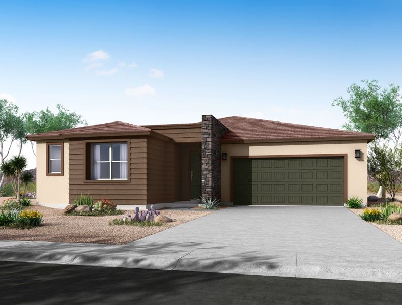 Representative exterior photo of a completed home built from the Juniper by William Ryan Homes in Silver Cross, San Tan Valley, AZ (Image 1). Representative exterior photo of a completed home built from the Juniper by William Ryan Homes in Silver Cross, San Tan Valley, AZ (Image 1).