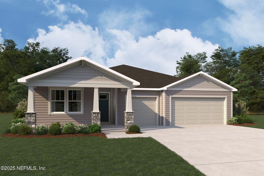Front exterior of a new home in RiverTown - Forest, St. Johns, FL, highlighting curb appeal (Image 8).