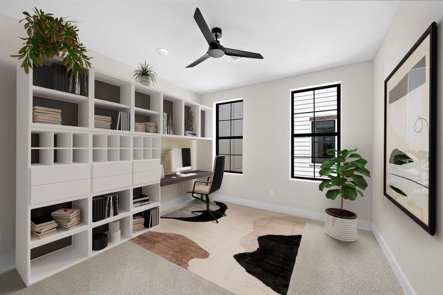 The third secondary bedroom located on the third floor. Furniture shown in photo is virtually staged.