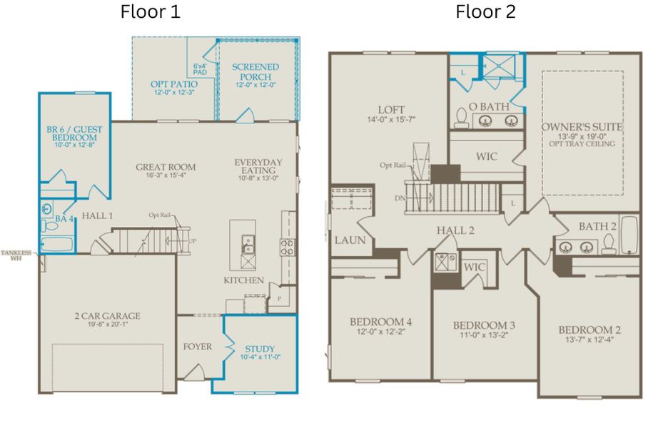 Floor Plan Level 1 and Floor Plan Level 2