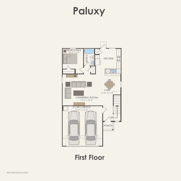 2D floor plan layout for the Paluxy by Centex in Cottonwood Creek, Howe, TX (Image 3).