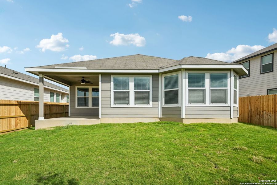 Exterior details and patio area of a home in Estancia Ranch - Premier Series, San Antonio (Image 23). Exterior details and patio area of a home in Estancia Ranch - Premier Series, San Antonio (Image 23).