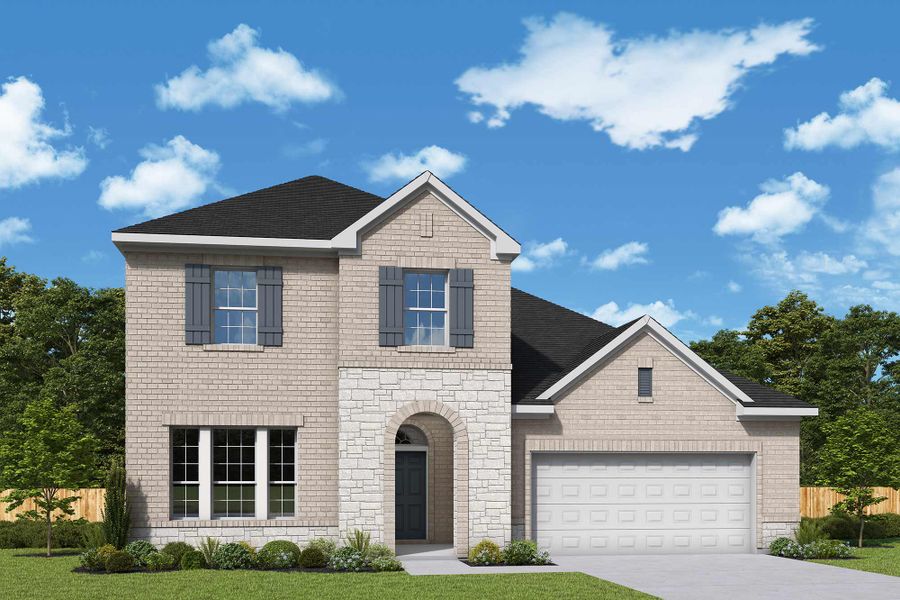 Representative exterior photo of a completed home built from the The Ella by David Weekley Homes in Grand Central Park 55' Homesites, Conroe, TX (Image 5). Representative exterior photo of a completed home built from the The Ella by David Weekley Homes in Grand Central Park 55' Homesites, Conroe, TX (Image 5).