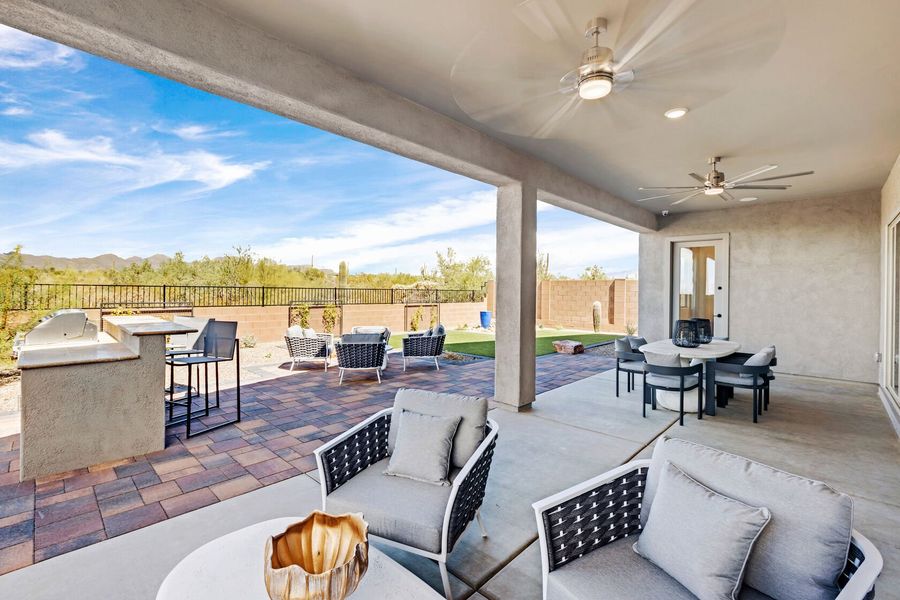 Representative exterior details of a home built from the Crimson by Mattamy Homes in Tavira at Twin Peaks, Oro Valley (Image 4).