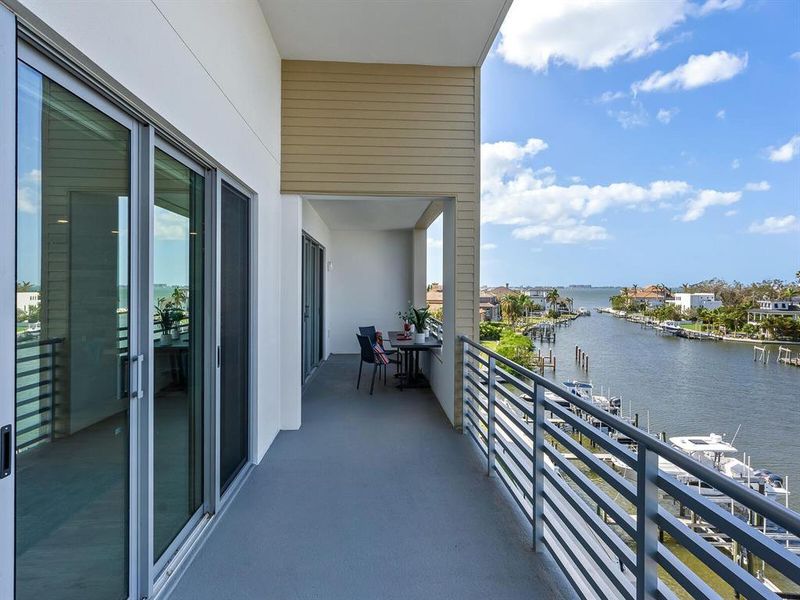 Super spacious terrace overlooking Sarasota Bay and the Whitaker Bayou, not to mention the sunsets