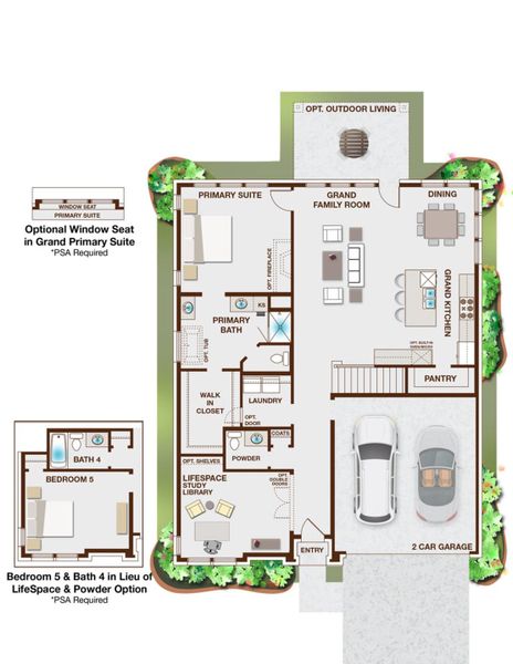 2D floor plan layout for the Grand Oxford - Executive Platinum by Grand Homes in Edgewater, Fate, TX (Image 3).
